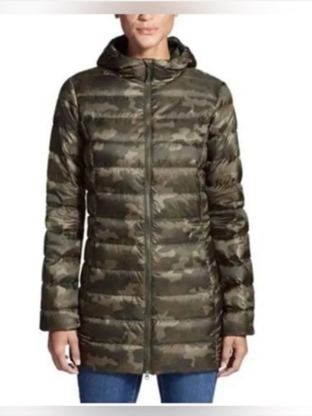 Eddie Bauer Camo Hooded Lightweight Down Puffer Coat Packable Microlight